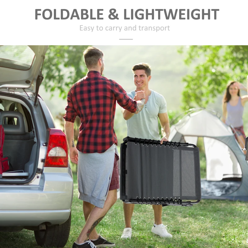 Leżak ogrodowy składany z poduszką i kieszenią boczną