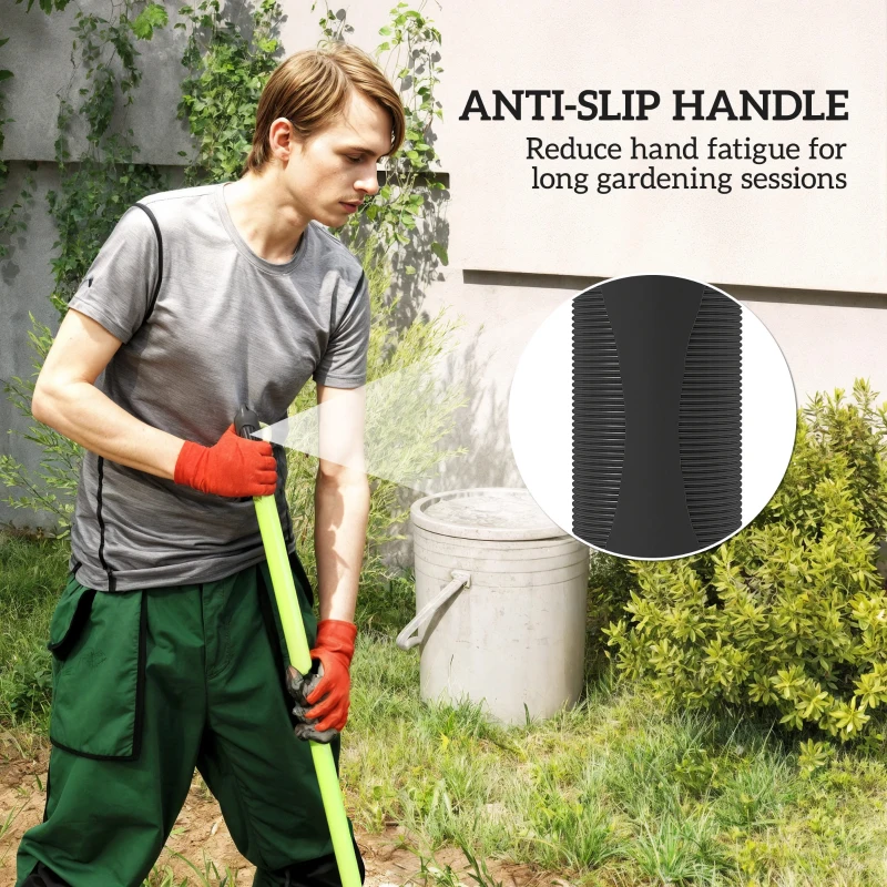 Outsunny Zestaw 4 Narzędzi Ogrodniczych z Łopatą, Motyką, Grabiami i Grabiami do Liści, Idealny Prezent dla Mężczyzn i Kobiet