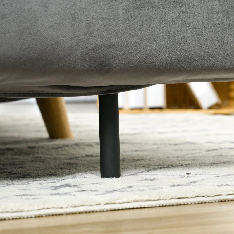 HOMCOM Fotel do spania, składany fotel z funkcją łóżka, sofa do spania z poduszką, łóżko dla gości z regulowanym oparciem, wygląd weluru, do 250 kg obciążenia dla salonu, Szary