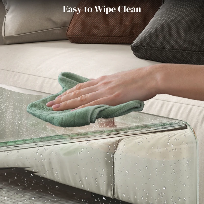 HOMCOM stolik kawowy, stolik boczny z hartowanego szkła, prostokątny stolik do salonu, nowoczesny stolik szklany, stolik kawowy do salonu i sypialni, 80x45x35 cm, transparentny