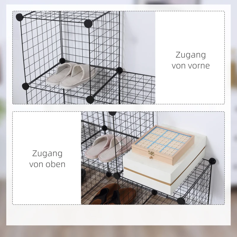 Regal z 6 półkami, system DIY, metalowa siatka, modułowe