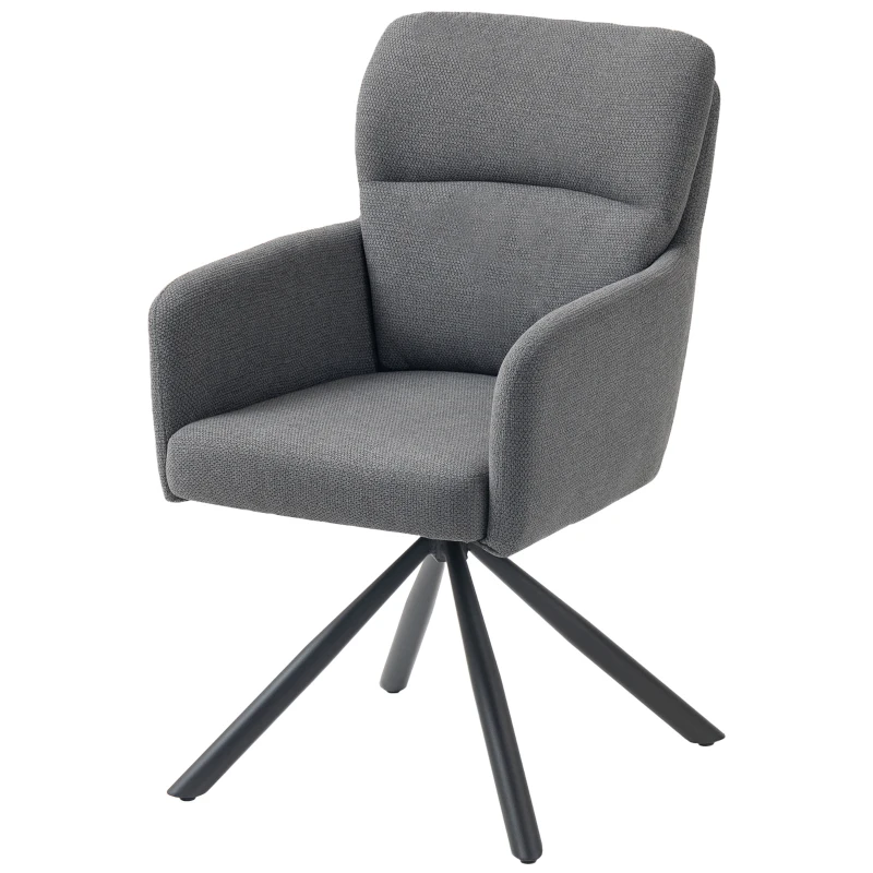HOMCOM 360° Swivel Dining Chair, Modern Armchair, Accent Chair with Armrests and Steel Legs for Dining Room, Kitchen, Living Room, Bedroom, Grey