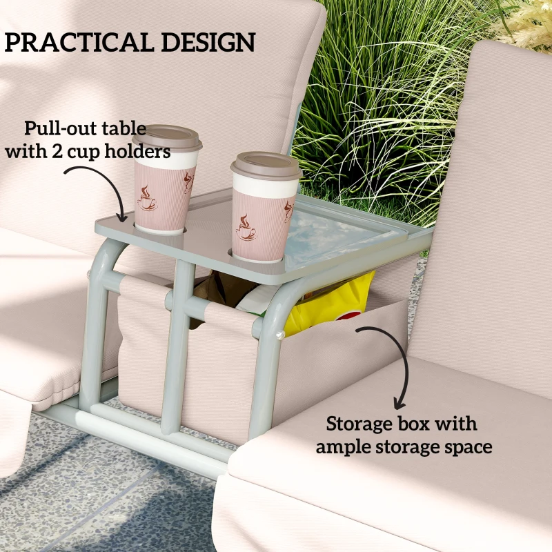 Huśtawka ogrodowa 2-osobowa, z daszkiem, beżowo-szara