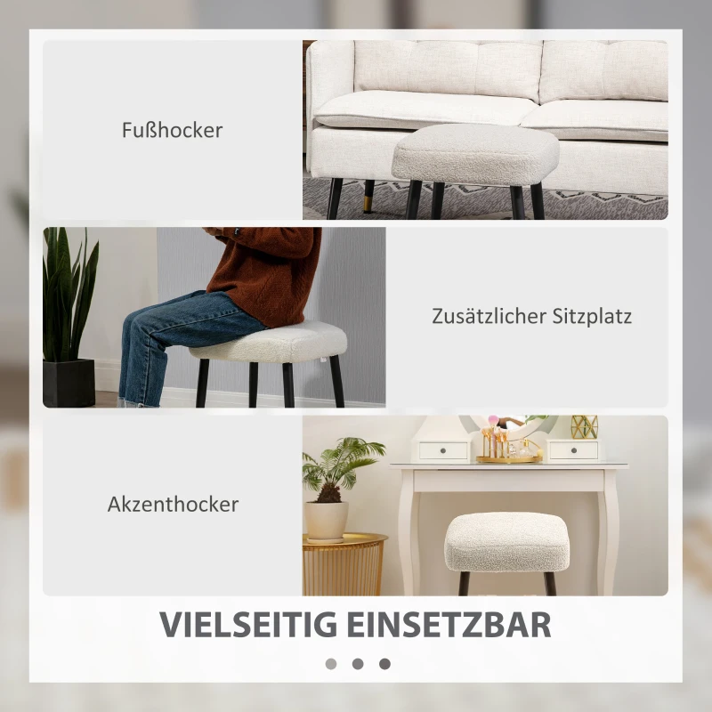 Pufa kwadratowa, hoker do makijażu, stalowe nogi, kaszmir