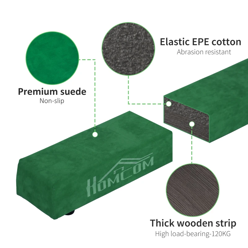 Belka gimnastyczna 210 cm, do 120 kg, zielona, wewnątrz/na zewnątrz