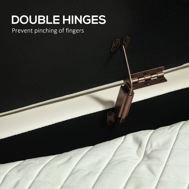 HOMCOM Ławka z Miejscem do Przechowywania, Tapicerowana Ławka z Klapą, Wygląd Aksamitu, Złote Metalowe Nogi, do Przedpokoju, Salonu, Sypialni 108 x 44 x 43,5 cm, Kremowa