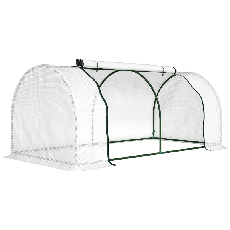 Outsunny Serre de jardin mini serre serre à tomates 2 x 1 x 0,8 m porte zippée bâche PE acier blanc