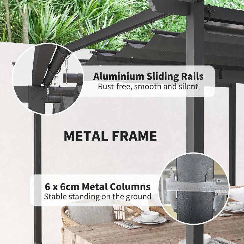 Pergola 3x3m, metalowy pawilon ogrodowy, zadaszenie tarasu