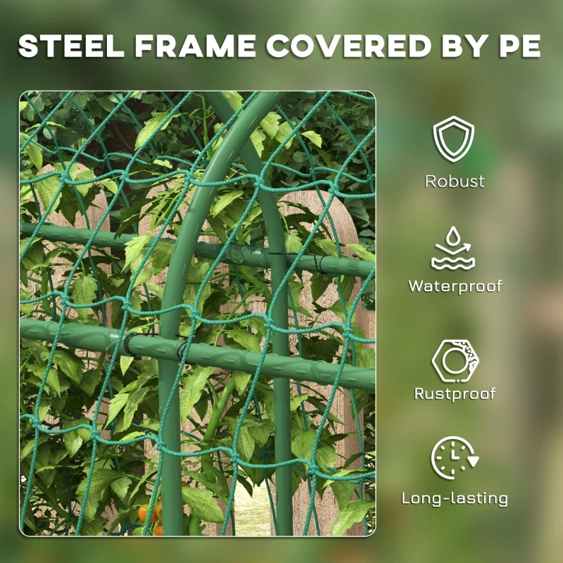 Outsunny 183 cm Tall Metal Garden Trellis, Arch Trellis for Climbing Plants Outdoor with Climbing Net