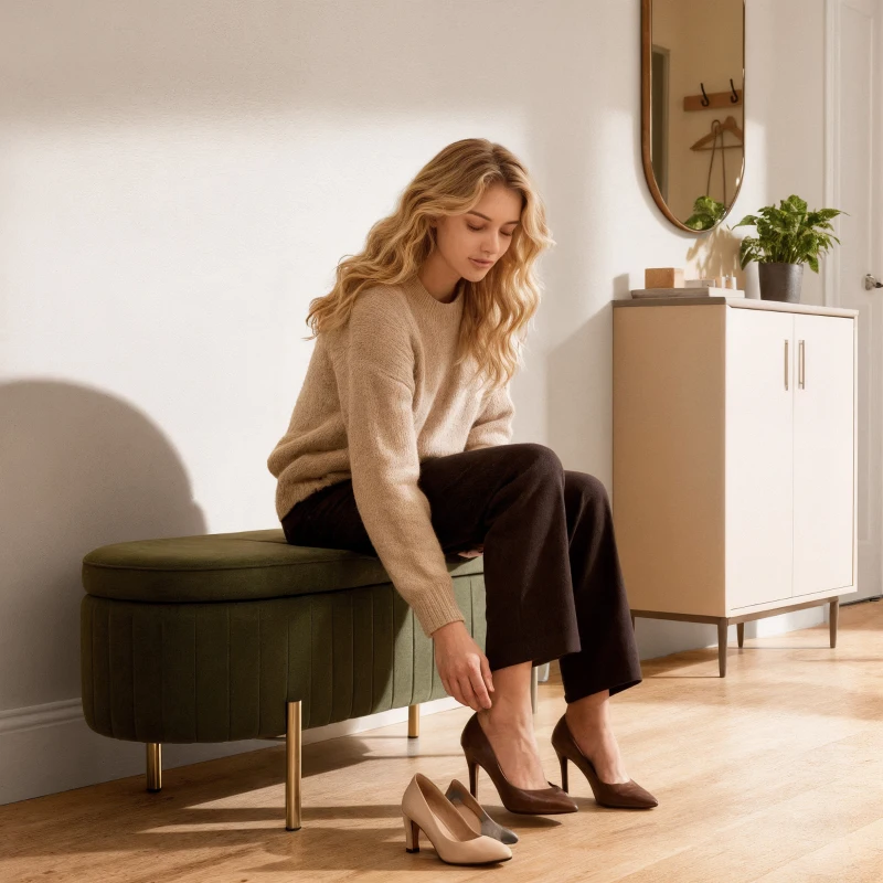 HOMCOM Upholstered Bedroom Bench, Channel Tufted End of Bed Bench, Window Seat with Thick Padding and Metal Legs for Bedroom Living Room, Hallway, Green