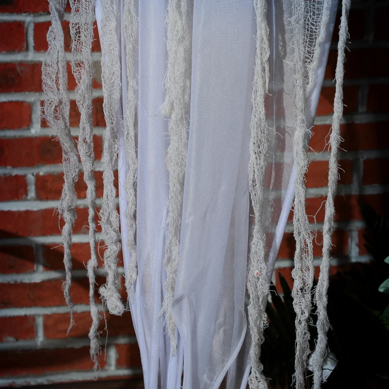 HOMCOM Dekoracja na Halloween 204 cm Wiszący Duch z Aktywacją Dźwiękową, Świecącymi Oczami, Funkcją Dźwiękową Biały