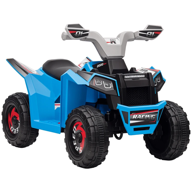 HOMCOM Elektryczny Quad dla Dzieci, Mini Quad Elektryczny z Funkcją Jazdy do Przodu i do Tyłu, 6 V Pojazd Elektryczny dla Dzieci 1,5-3 Lata, 2,5 km/h, Niebieski