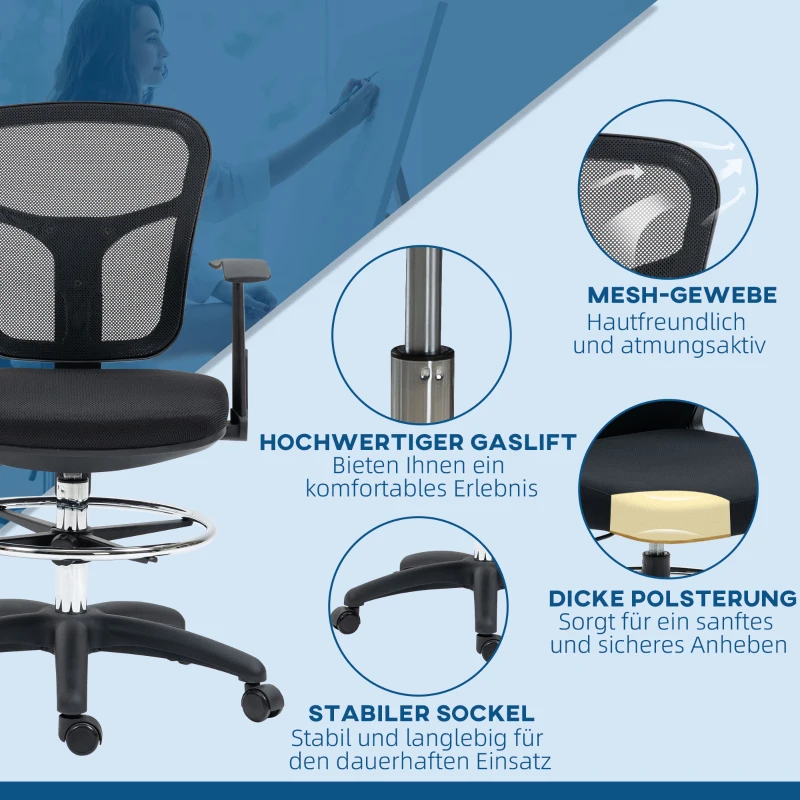 Ergonomiczny fotel biurowy, regulowana wysokość, czarny