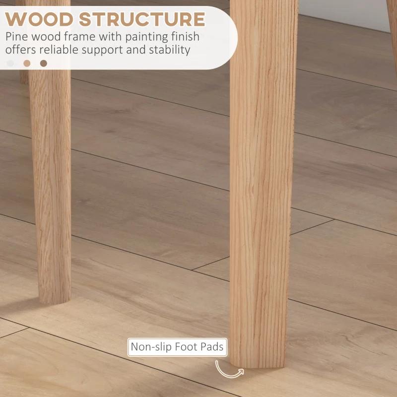 HOMCOM Stół jadalny, okrągły stół kuchenny dla 2 osób, stół jadalny w stylu wiejskim, do salonu, drewno massif, Ø75 x 76 cm, Biały