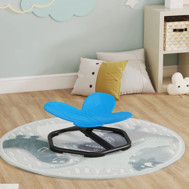 AIYAPLAY Sensory Spinning Chair for Kids, Butterfly-Shaped Swivel Chair for Balance and Coordination Training, Multi-Position Spinning Seat with Non-Slip Base, Blue