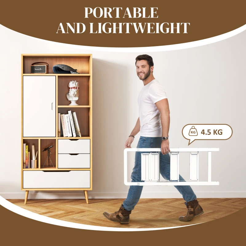 Drabina 3-stopniowa, składana, antypoślizgowa, z uchwytem