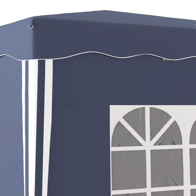 Outsunny Pawilon składany ok 3 x 3 m, Pawilon z bocznymi ścianami, Okna, Namiot imprezowy, Pawilon ogrodowy z ochroną UV, Namiot imprezowy z torbą transportową, na taras, balkon, niebieski