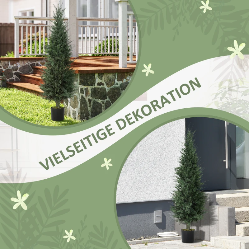 HOMCOM Decorative Artificial Plant, Cypress Tree with 638 Leaves in Pot, UV Resistant, Fake Plant for Home Indoor Decor, 120 cm