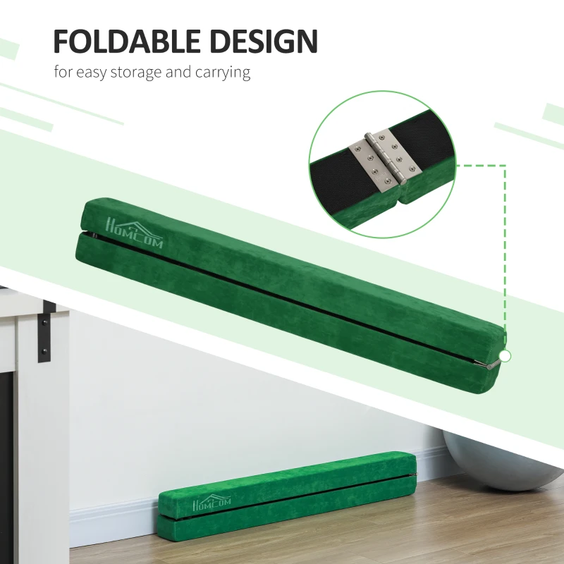 Belka gimnastyczna 210 cm, do 120 kg, zielona, wewnątrz/na zewnątrz