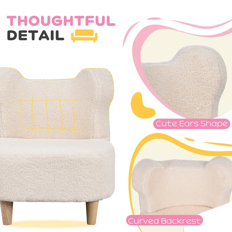 AIYAPLAY Kids Chair, Bear-Shaped Toddler Chair with Backrest, Lightweight Baby Sofa for Bedroom, Playroom, Gift for Boys and Girls, Beige