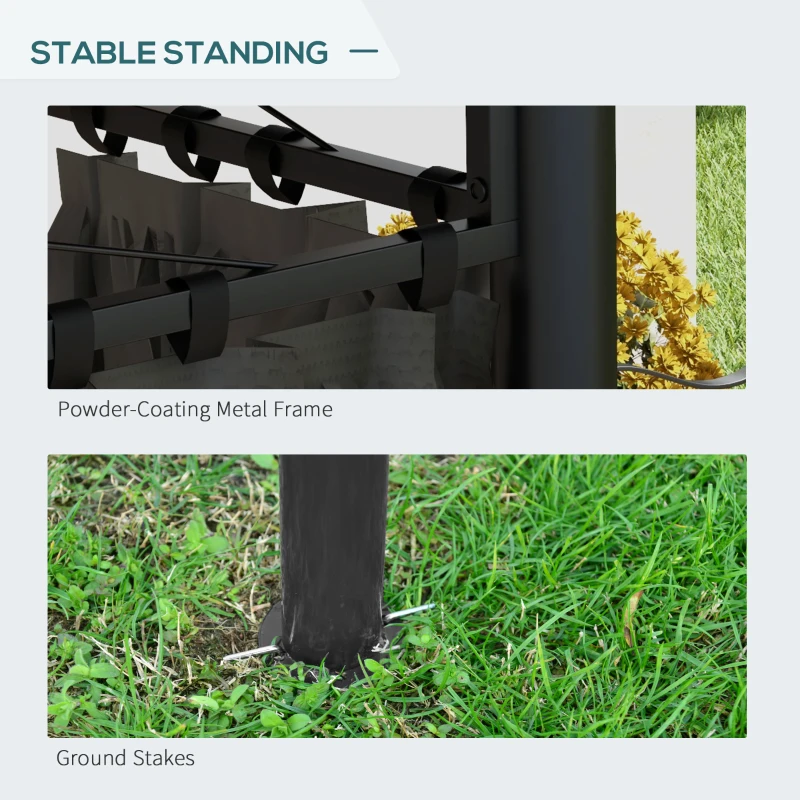 Outsunny Pawilon 3 x 3 m, Namiot ogrodowy z boczną ścianą, Partyzelt z podwójnym dachem, Pogodoodporny, do Ogrodu, na Balkon i Taras, Metal, Ciemnoszary