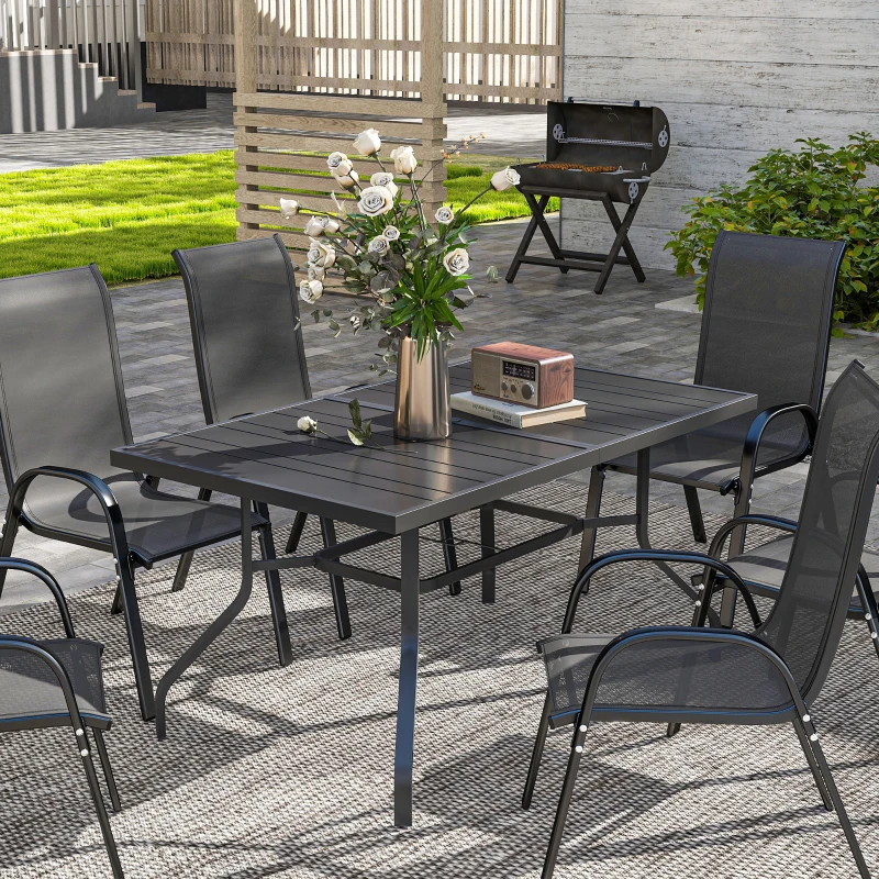 Stół ogrodowy 152x90 cm, stalowy, odporny na warunki atmosferyczne