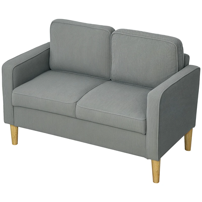 Sofa 2-osobowe z podłokietnikami, szare, z miejscem na rzeczy