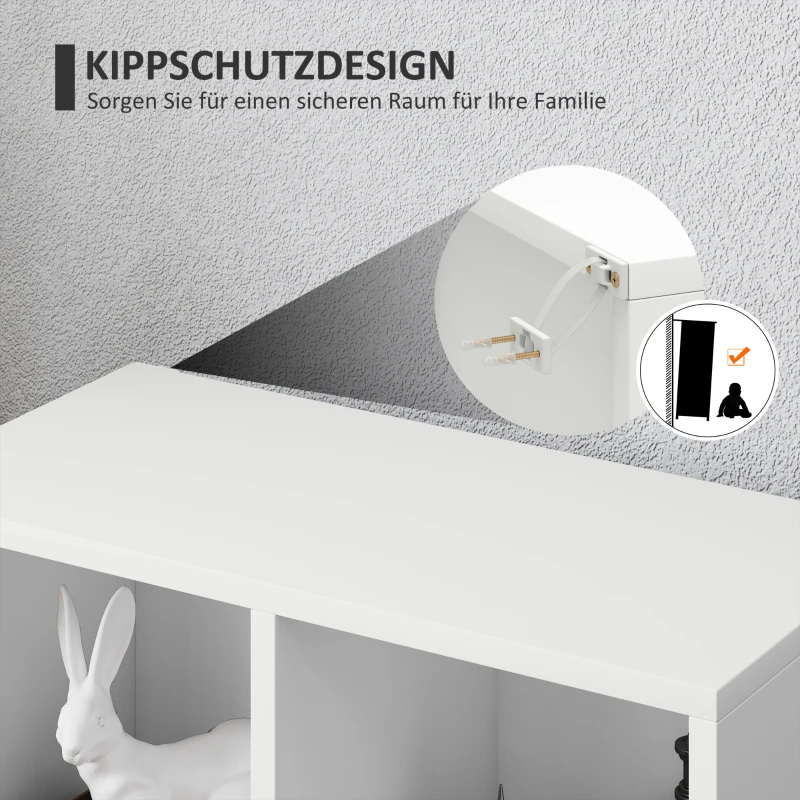 HOMCOM 2 Tier Bookshelf, Modern Cube Bookcase with 5 Open Storage Compartments, Freestanding Display Storage Unit for Living Room, Bedroom, Study, White