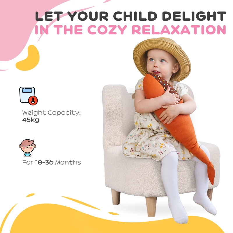 AIYAPLAY Kids Chair, Bear-Shaped Toddler Chair with Backrest, Lightweight Baby Sofa for Bedroom, Playroom, Gift for Boys and Girls, Beige