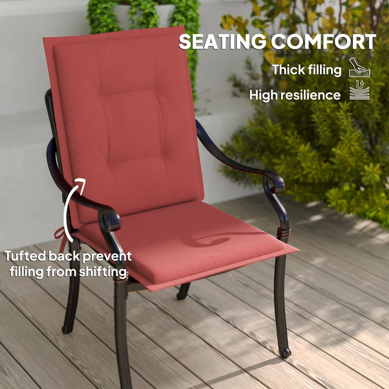 Zestaw 4 poduszek na krzesła 108x50x5 cm z wiązaniami