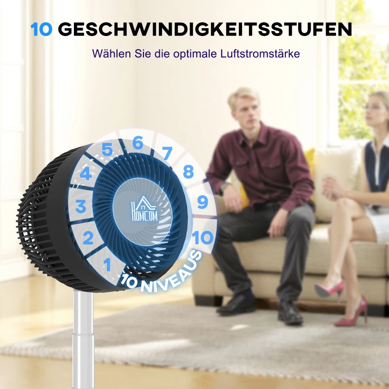 Wentylator stojący USB, akumulatorowy, z pilotem, cichy