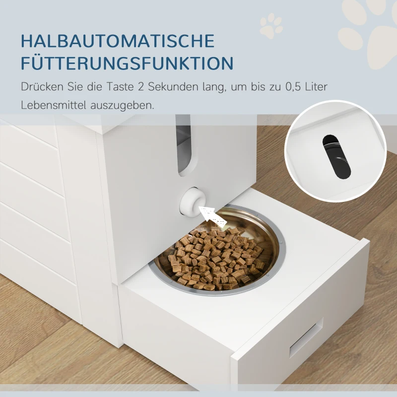 Podwyższona miska dla psa PawHut, regulowana, z podstawą, Biała