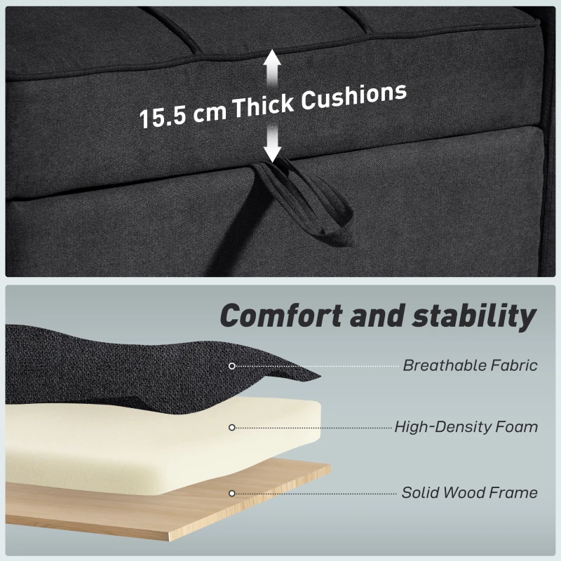 HOMCOM 3-in-1 Single Sofa Bed, Convertible Sleeper Chair Bed - Black