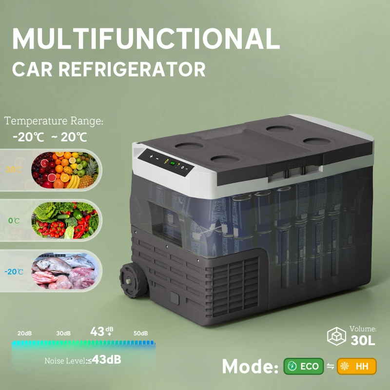 Kompresorowa lodówka 30L, elektryczna, LED, tryb ECO