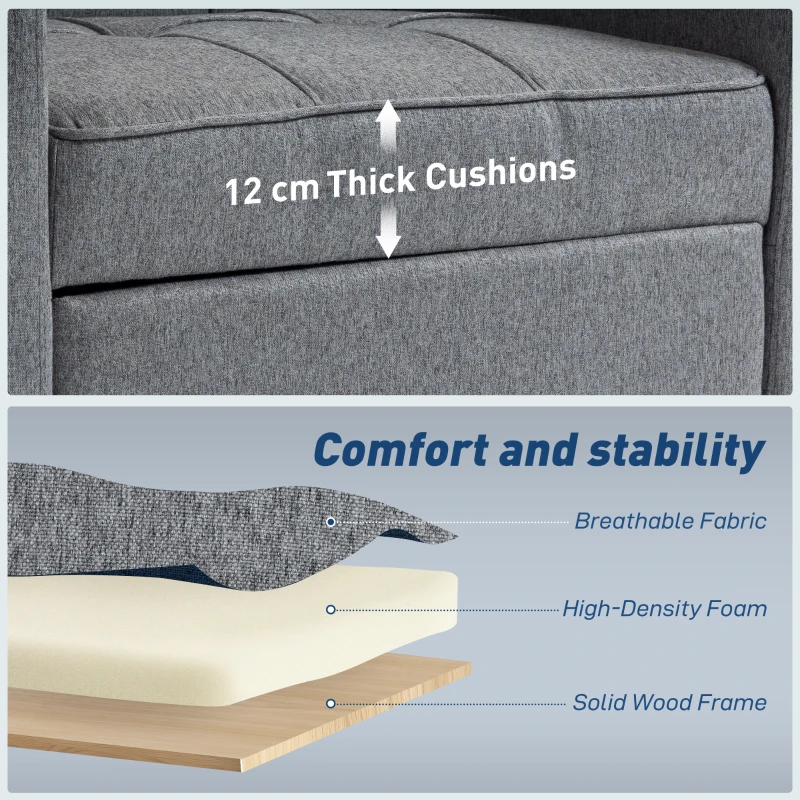 HOMCOM 3-in-1 Single Sofa Bed, Convertible Sleeper Chair Bed - Dark Grey