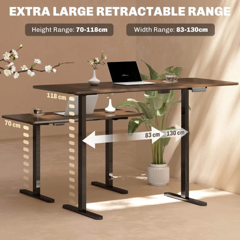 HOMCOM Electric Standing Desk Frame, Height Adjustable Sit Stand Desk Frame with Dual Motors, Memory Smart Panel and Collision Protection, Easy Assembly, Black