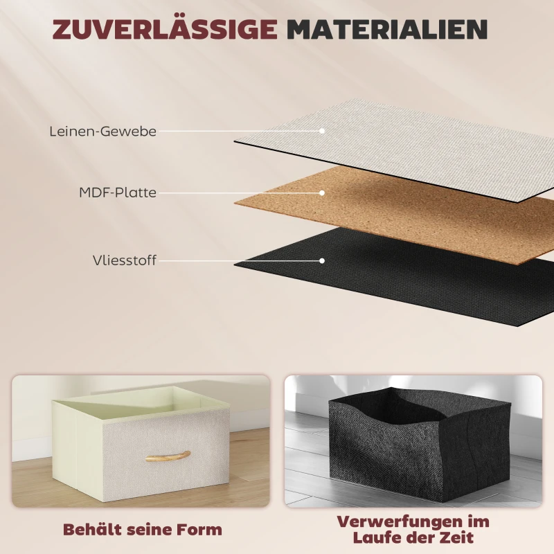 Komoda HOMCOM z 8 szufladami z materiału, hakami, boczną kieszenią, stalową ramą, beżowa - dla sypialni i salonu