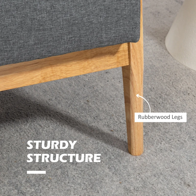 HOMCOM 2-osobowa sofa dwuosobowa sofa z tkaniny sofa dla dwóch osób tapicerka loveseat kompaktowy deisgn len drewno kauczukowe szary 115 x 66,5 x 73 cm