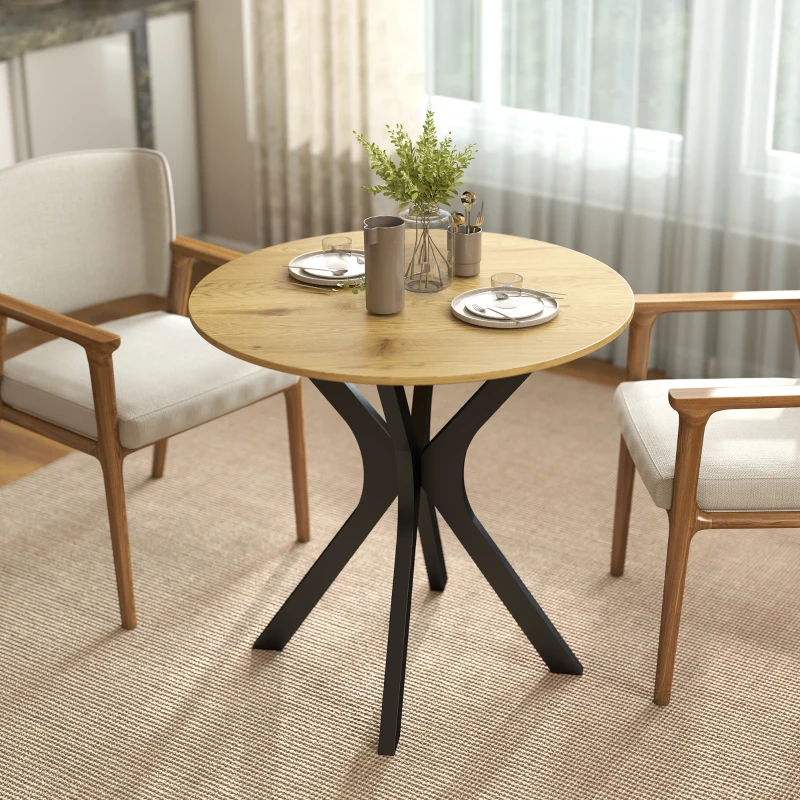 HOMCOM Stół jadalny 78 x 78 cm Okrągły stół kuchenny dla 2 osób Stół do jadalni z podstawą w kształcie pająka Stolik kawowy do kuchni, jadalni i salonu Drewno naturalne