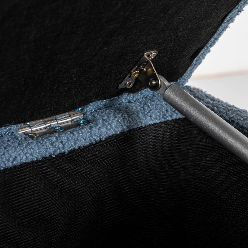 Ławka z pojemnikiem, tapicerowana, aksamit, niebieska