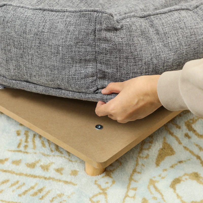 Sofa dla psa z poduszką, podwyższone, niebieskie