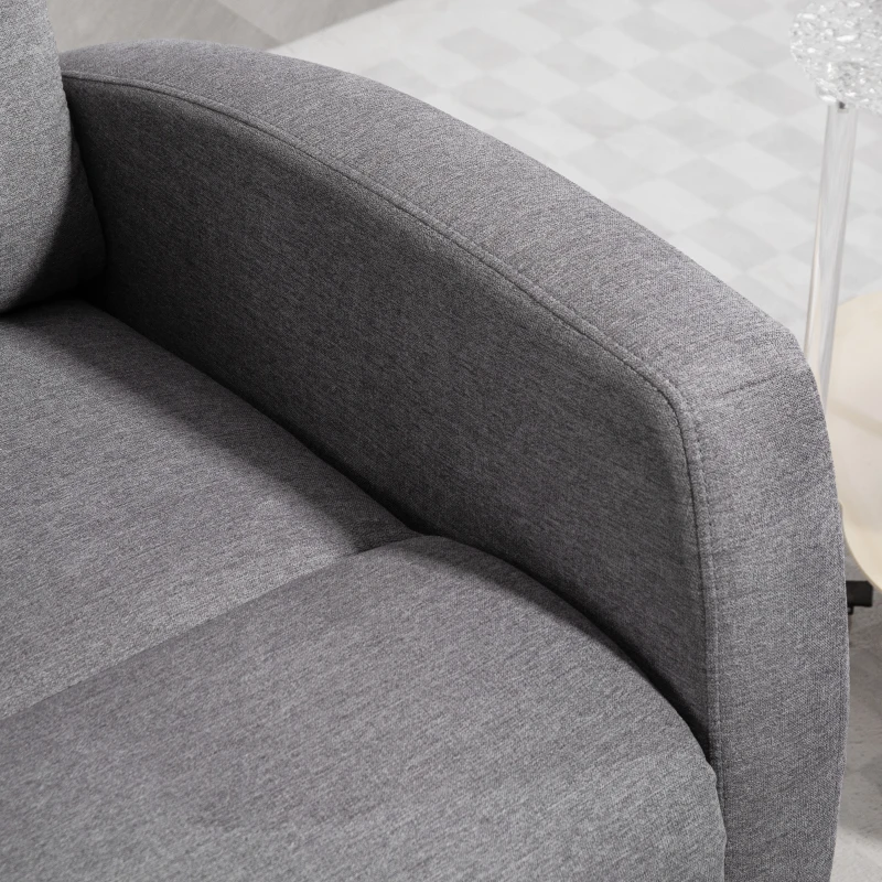 HOMCOM Fotel Relaksacyjny, Fotel Telewizyjny z Funkcją Leżenia, Wyściełany Fotel TV z Podnóżkiem, Wygląd Lnu, Fotel Wypoczynkowy do Salonu, Sypialni do 150 kg, Ciemnoszary