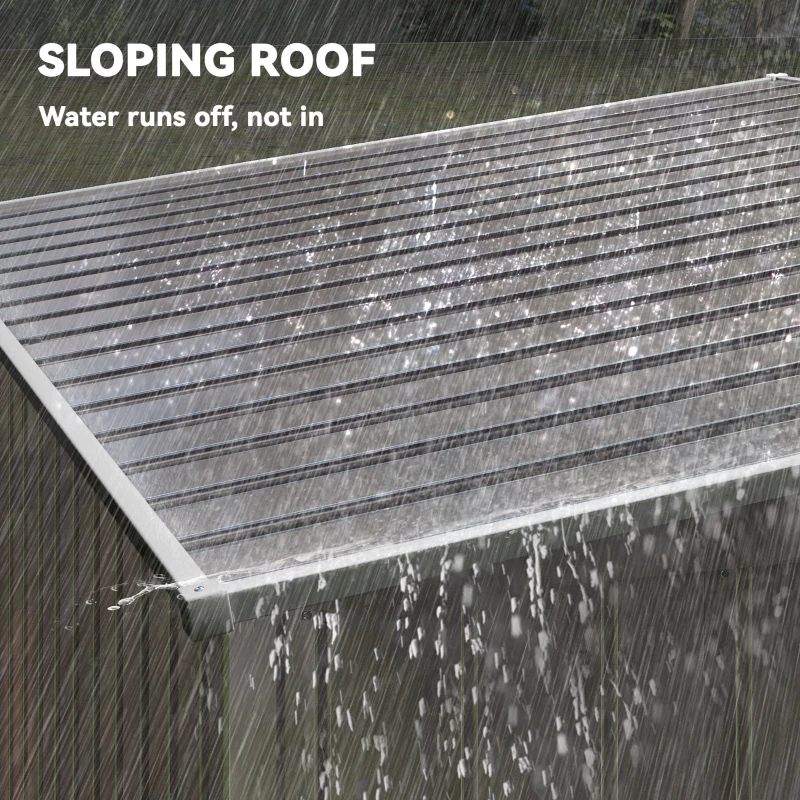 Outsunny Metalowy Schowek Ogrodowy 2,81 m² 154x206,5x181 cm z Pultdachem, Fundamentem, Drzwiami Przesuwnymi, Odporny na Warunki Atmosferyczne, Jasnoszary