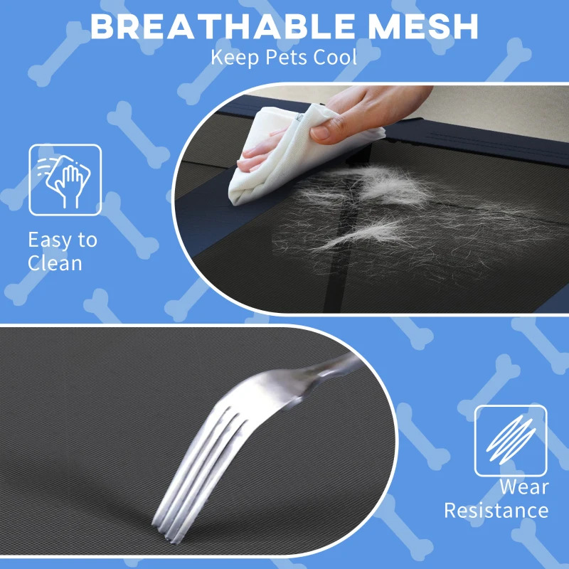 Podwyższone legowisko dla psa z daszkiem, niebieskie