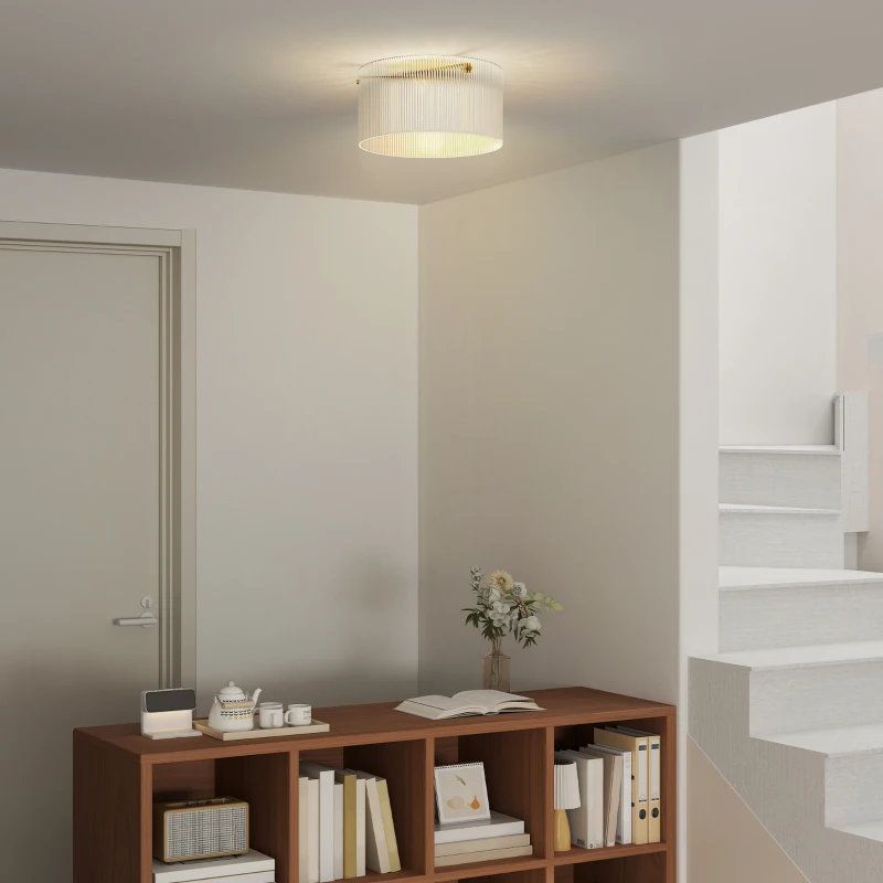 HOMCOM Clear Ceiling Light Fixture, Minimalist Semi Flush Mount Modern LED Ceiling Lamp for Living Room, Hallway, Dining Room, Kitchen