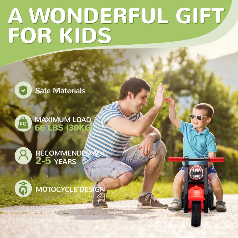 AIYAPLAY Kids Ride On Car, Foot To Floor Sliding Baby Car, Push Along Car with Music, Bubble, for Toddler from 2 to 5 Years Old - Red