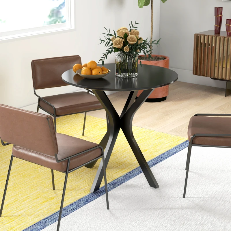 Stół jadalny okrągły, nowoczesny, stalowa podstawa, czarny