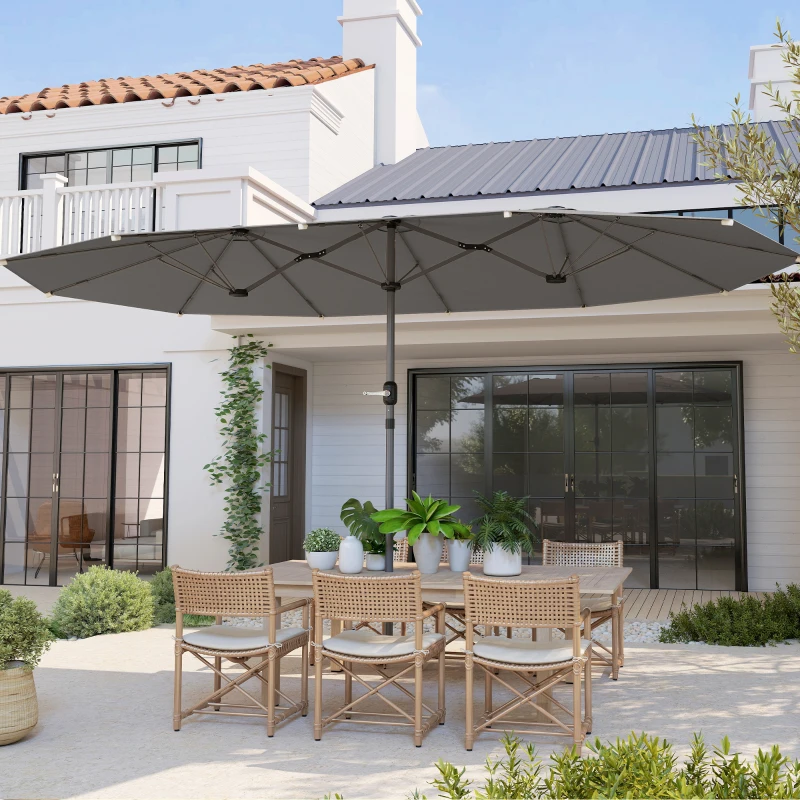 Podwójny parasol ogrodowy 436x260 cm, UV, stal, ciemnoszary