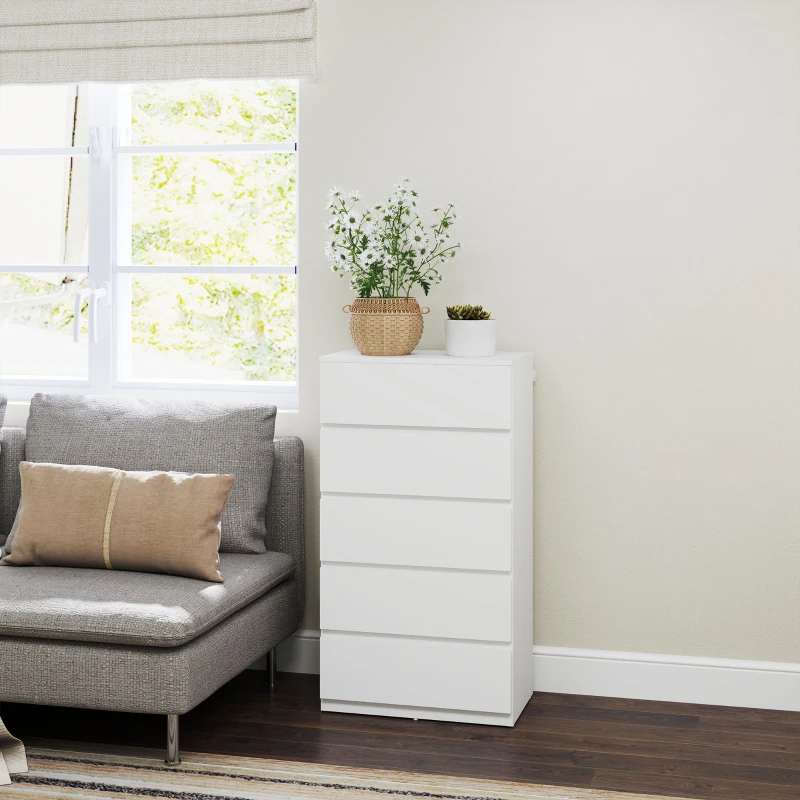 Szafka biurowa z 5 szufladami, bezuchwytowa, praktyczna