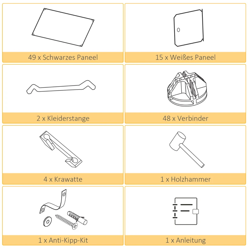 System regałów do szafy DIY, 2 duże i 9 małych, czarne